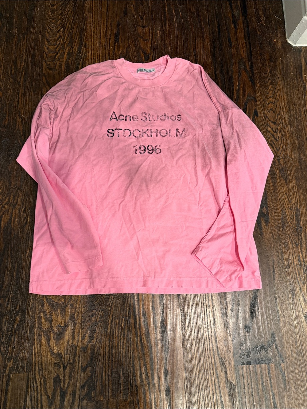 Acne Studios Pink Long-Sleeve Logo Tee